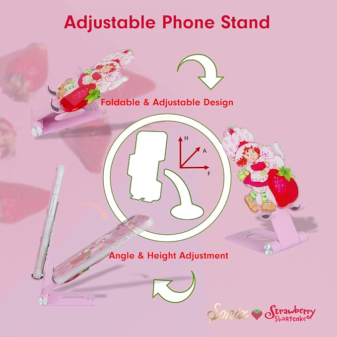 Sonix Character Phone Stand | Adjustable Cell Phone Holder, Desk Stand, Dock | Strawberry Shortcake Vintage