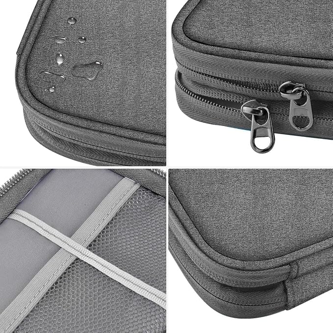 ZINMARK Portable Cable Organizer Case,Travel Pouch with Double-Layer Storage for Cables,Chargers,Earbuds & Phone,Dark Gray