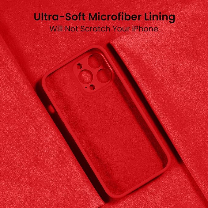 FireNova Designed for iPhone 14 Pro Max Case, Silicone Upgraded [Camera Protection] Case with [2 Screen Protectors], Soft Anti-Scratch Microfiber Lining Inside, 6.7 inch, Red