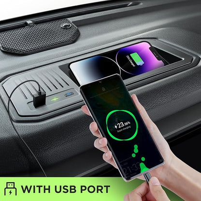 CreekT® Wireless Charger for Toyota Tundra 2022-2025 2026, OEM Custom Fit with USB Port Wireless Phone Charging Pad for Tundra TRD Pro 1794 Edition Platinum SR SR5 Limited Interior Car Accessories