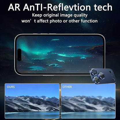 2 Pack Camera Lens Protector for iPhone 17 Pro,Metal AR Tempered Glass Rear Camera Screen Cover,Anti-Scratch,Strong Adsorption,Case Friendly, Easy to Install-Silver