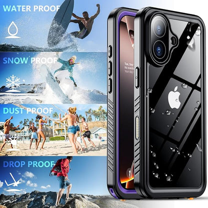 SPIDERCASE for iPhone 16 Pro Max Case Waterproof, [12FT Military Drop Proof] [IP68 Waterproof] [Full Body Protection] Heavy Duty Protective Cover for iPhone 16 Pro Max 6.9”, Purple