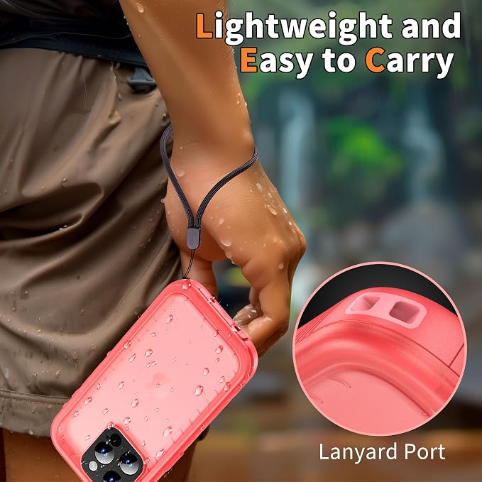 Cozycase Compatible with iPhone 14 Pro Waterproof Case - Full Body Shockproof Dustproof Dropproof Built in Screen Protector Rugged Waterproof Case for iPhone 14 Pro 6.1 Inch Pink