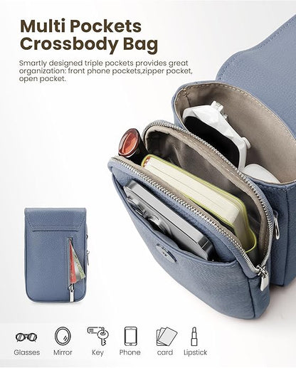 befen Genuine Leather Small Crossbody Bags for Women, Cell Phone Cross body Purse Bag with RFID Blocking Card Slots