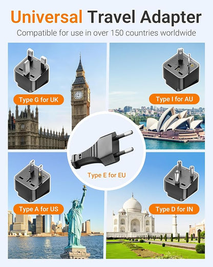 BESTEK Universal Travel Adapter 220V to 110V Voltage Converter, 300W Step Down Power Converter with 4 USB Ports(PD20W) & 3 AC Outlets and EU/UK/AU/US/India Worldwide Plug Adapter