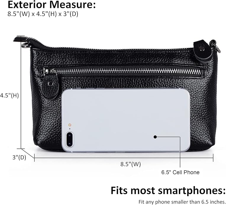 befen Genuine Leather Wristlet Clutch Wallet Purses Small Crossbody Bags for Women with RFID Blocking Card Slots
