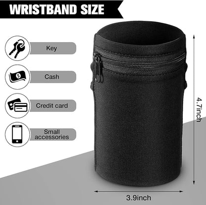Honoson 5 Pcs Wrist Wallet for Women Men, Wristband with Zipper Wrist Pouch Purse for Run Spandex Wristbands Sweatband Wallet for Run Walk Hike Jog Travel Events Keys Cash Napkin