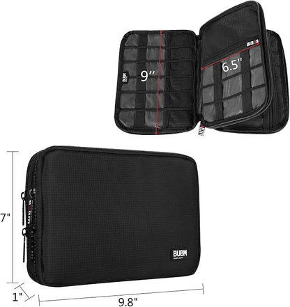 BUBM Double Layer Electronic Accessories Organizer, Travel Gadget Bag for Cables, USB Flash Drive, Plug and More, Perfect Size Fits for iPad Mini (Medium, Black) | Travel Gadget Bag for Cables, USB Flash Drive, Plug and More, Perfect Size Fits for iPad...