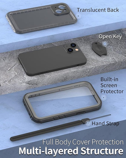 SPORTLINK for iPhone 13 MINI Waterproof Shockproof Case with Built in Screen Protector - Full Body Heavy Duty/Dustproof/Shockproof/Rugged 360°Full Sealed Protective Cover 5.4 Inch (Black)