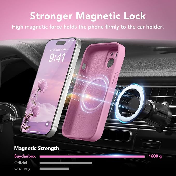 Magnetic for iPhone 13 Case, Compatible with MagSafe, [Full Camera Protection][Screen Protector] Silicone Shockproof Protective Phone Case for iPhone 13 6.1", Blackcurrant