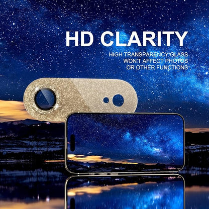 Choiche Compatible for iPhone 17 Air Camera Lens Protector, Bling Camera Cover with 9H Tempered Glass Lens Screen Protector Metal Ring Decoration Accessories 6.5-inch (Glitter-Gold)
