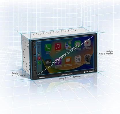 BOSS Audio Systems BVCP9700A Car Stereo - Apple CarPlay, Android Auto, Double Din, 7 Inch Touchscreen, Bluetooth, No CD DVD Player, AM/FM Radio Receiver
