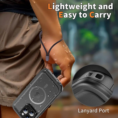Cozycase for iPhone 13 Pro Waterproof Shockproof Dust Proof Case [Compatible with MagSafe] - Heavy Duty/360 Full Body/Military Grade/Rugged Hard Built in Screen/Camera Protector with Lanyard Black