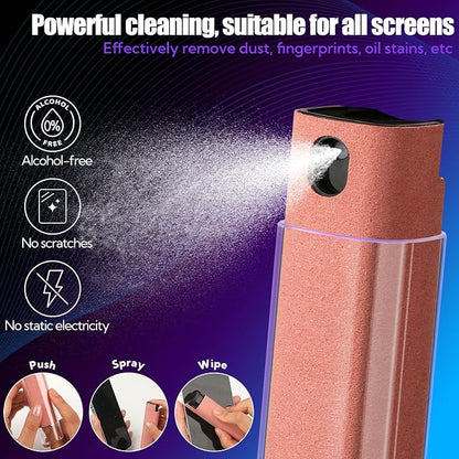 50 Pack Screen Cleaner 3-in-1 Screen Cleaner Spray and Wipe Built-in Cleaning Solution Touchscreen Mist Cleaner for All Car Screen Phone Laptop iPad TV Monitor,Pink
