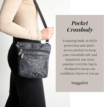 Baggallini Pocket Crossbody Bags for Women 8x8 Small Lightweight Durable Water-resistant Travel Purse W/Rfid