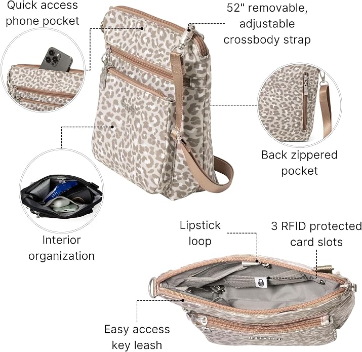 Baggallini Modern Pocket Crossbody Bag for Women, 8.5"x8.5" Handbag Purse with RFID, Lightweight Water-Resistant