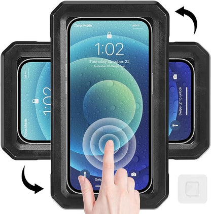 Shower Phone Holder Waterproof Wall Mounted 360°Rotation HD High Sensitivity Touch Screen Phone Stand Case for Bathroom Bathtub Mirror Compatible with iPhone 16 15 14 13 12 11 Plus Pro Max