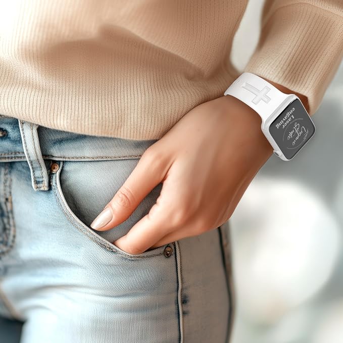 The LORD is my Shepherd Watch Band compatible with Apple Watch Laser Engraved iWatch Band Silicone 38mm 40mm 41mm 42mm 44mm 45mm 49mm Strap Jesus Psalm Christian God (42/44/45/49mm S/M, White)