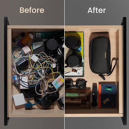 tomtoc Electronics Organizer Travel Case, Water Resistant Travel Bag Cable Organizer for Essentials, Tech Pouch Accessories Carry Storage for Cord, Phone, Cables, Airpods, USB Flash Drive, Daily Items | Water Resistant Tech Pouch Accessories Travel Bag...