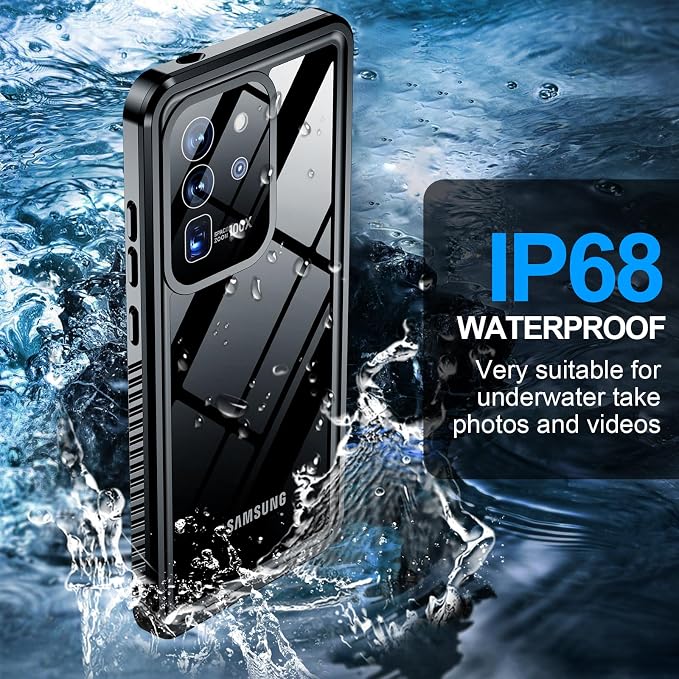 MOZOTER for Samsung Galaxy S20 Ultra Case Waterproof,[IPX8 Underwater Case][Full Body Shockproof & Military Dropproof]Clear Sound Quality Built-in Screen Protector for Samsung S20 Ultra 6.8 inch-Black