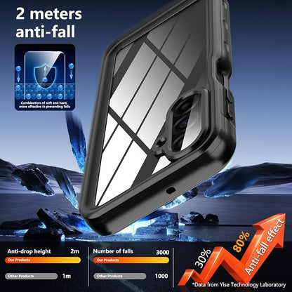 Waterproof Case Compatible with Samsung Galaxy A17 5G, Fully Sealed Underwater IP68 Waterproof Shockproof Dustproof Full-Body Protective Clear Cover Built-in Screen Protector. (Black)