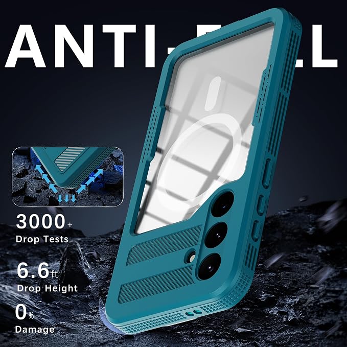 Losin Compatible with Galaxy S25 Plus Case Waterproof Magnetic [Compatible with MagSafe] [Drop Protection] [IP68 Underwater] Full Body Shockproof Protective Phone Case, Teal