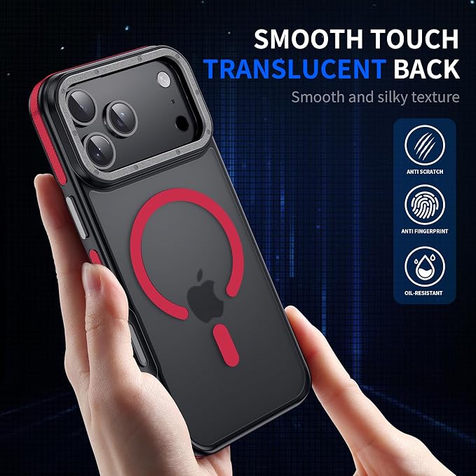 for iPhone 17 Pro Max case with Camera Lens Protector [10Ft Military-Grade Protection] Compatible with fit MagSafe Shockproof Cover Phone case for iPhone 17 Pro max 6.9 inch, Red Bumper