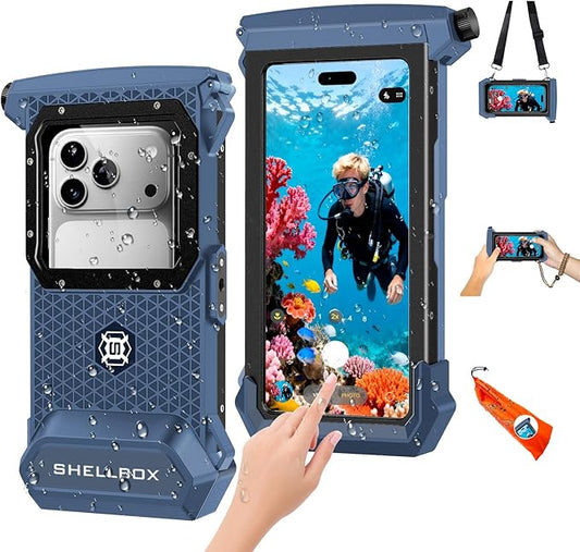 2026 Diving Snorkeling Phone Case for iPhone 17/16/15/14/13/12/11 Pro Max/XS/X Samsung Galaxy S26/S25/S24 Professional Scuba Dive Waterproof Underwater Photo Video Cover (5TH Gen, Blue-)