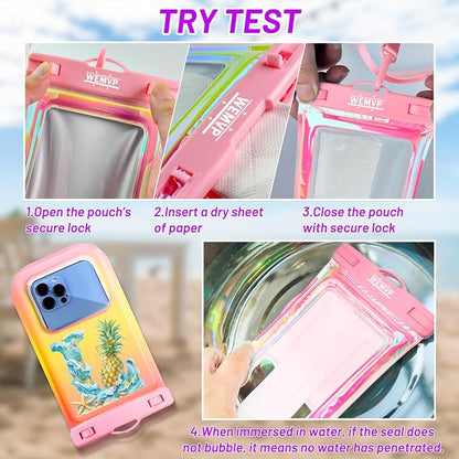 Personalized Initial Waterproof Phone Pouch Case - IPX8 Cellphone Dry Bag with Lanyard for iPhone 16/15/14/13/12 Pro Max (6.1–6.9"), Beach & Cruise Ship Essentials with Monogrammed Design (Pink, L)