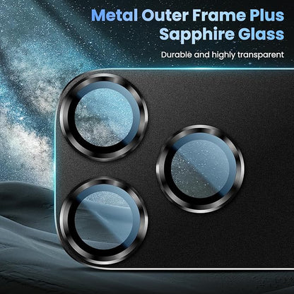 Uyiton Compatible with iPhone 17 Pro Max Camera Lens Protector - [Not Easy to Break][Strong Adsorption][Case-Friendly] Metal Tempered Glass Rear Camera Screen Cover - Black Titanium