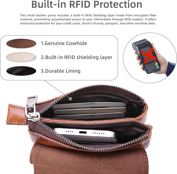 Iswee Leather Crossbody Bags for Women RFID Blocking Cell Phone Purse Small Anti-Theft Zippered with Card slots