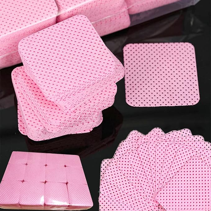 Lint Free Nail Wipes, 1200Pcs Pink Eyelash Extension Glue Cleaning Wipes, Absorbent Soft Non-Woven Fabric Gel Nail Polish Remover Pads, No Lint Nail Cotton Pads for Eyelash Extensions Nails Lash Glue