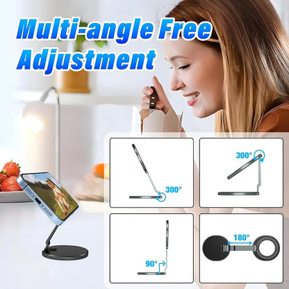 Double-Sided Magnetic Phone Holder, 3-Sided 4200gf Strong Magnetic, 300° Foldable for Iron Surfaces, MagSafe Compatible, for iPhone & Android