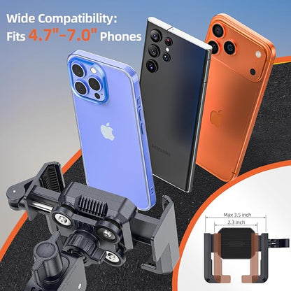 𝐍𝐞𝐰𝐞𝐬𝐭 Anti-Vibration Motorcycle Phone Mount Bike Phone Holder [Camera Friendly] E-Bike Handlebar Phone Holder with Secure Lock, Scooter Phone Holder for Bicycle/ATV Fit 4.7-7'' Phone