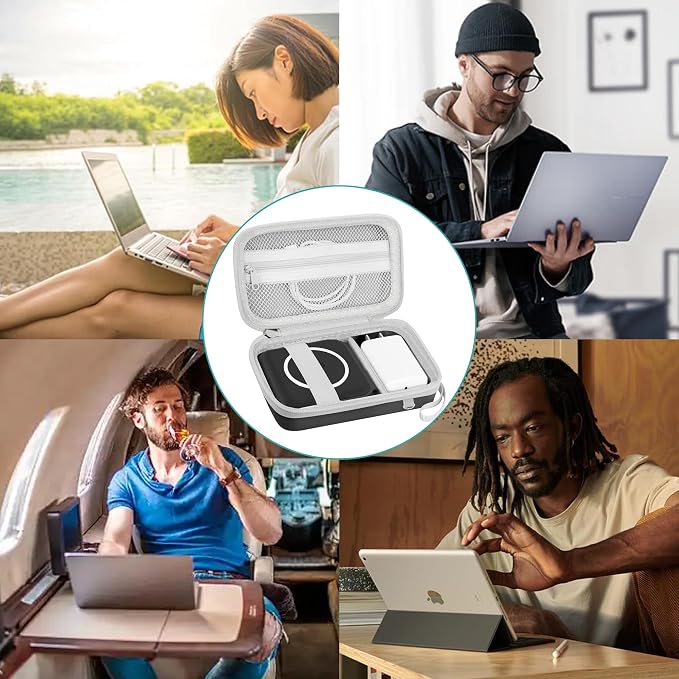 Leayjeen Travel Case Compatible with Hicober 3 in 1 Charging Station/UCOMX Nano Magnetic 2 in 1 Wireless Charger,Foldable Magnetic Charging Station Storage Holder Bag-Black (Case Only)