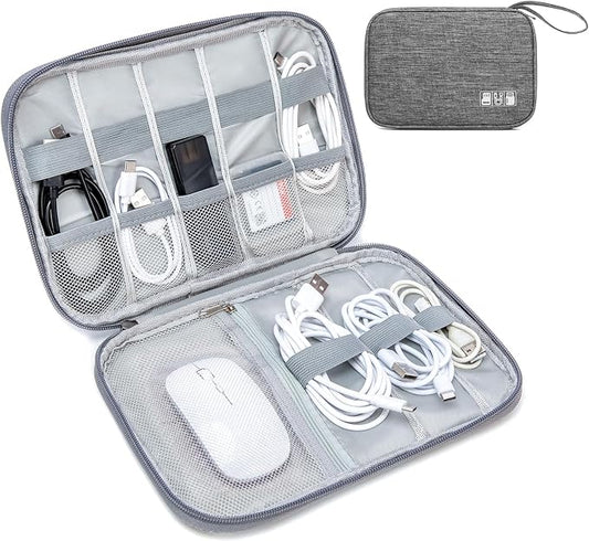 Cord Organizer Travel Case, Cable Organizer Bag for Chargers, USB Cables, Power Bank & Electronics Accessories, Portable Tech Organizer Pouch with Mesh Pockets, Water Resistant Travel Gear Bag