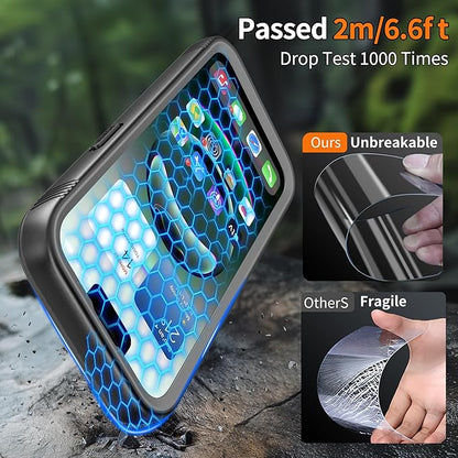 Cozycase for iPhone 16 Pro Max Case Waterproof - 360 Heavy Duty with Screen/Camera Protector Shockproof IP68 Underwater Dustproof Water Shock Proof Full Body/Front and Back Case Black/Frosted Clear