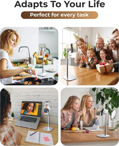 Cooper ChatStand, [Gift Family Pack], Adjustable Cell Phone Stand for Desk, Phone Stand for Recording, iPhone Holder, Small Tripod for iPhone,Fits Samsung, Android Smartphones, (White & Black, 2-Pack)
