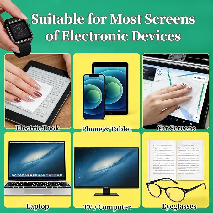 Screen Cleaner Lens Wipes for Electronics, 120 Count Eyeglass Cleaning Wipe for Screens Individually Wrapped, Electronic Wipes for Phone Laptop Computer Tablet Monitor TV
