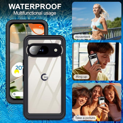 GOLDJU for Google Pixel 9 Case, [IP68 Waterproof] Case [Dustproof] with [Built-in Screen Protector], [10FT Military Fully Body Shockproof] Phone Case for Google Pixel 9(2024)-Black