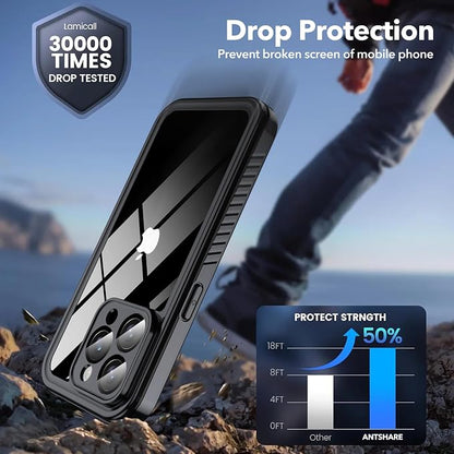 ANTSHARE for iPhone 14 Pro Case, with [Built-in Privacy Screen Protector] [IP 68 Waterproof], Anti-Peeping Adsorption Full Body Double Protective Case for iPhone 14 Pro, Black