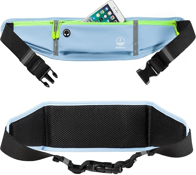 Slim Running Belt Fanny Packs for Men Women, Blue Running Fanny Pack Waist Pack Phone Holder for Running Hiking Workout