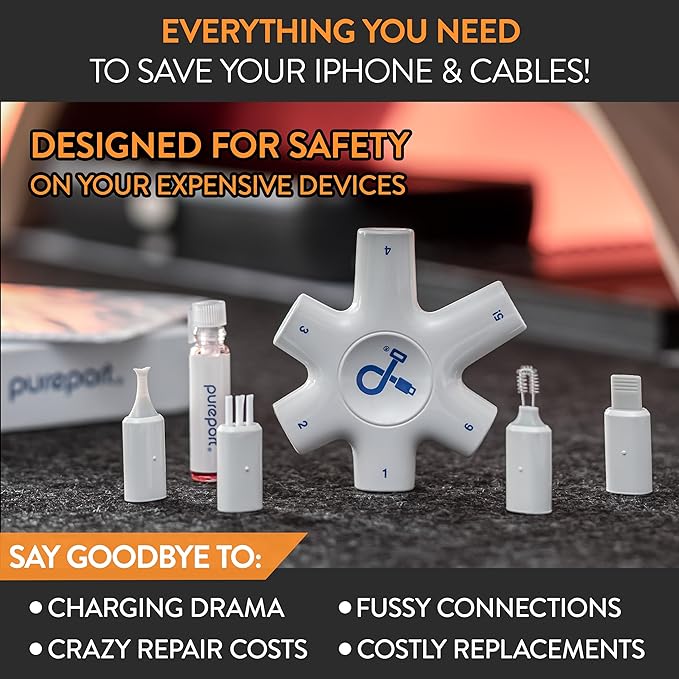 Cleaning Kit for iPhone | The Original Phone Cleaner Multi-Tool | Compatible with iPhone & iPad | Repair & Restore Charging Ports, Lightning Cables & Connectors | As Seen on USA Today