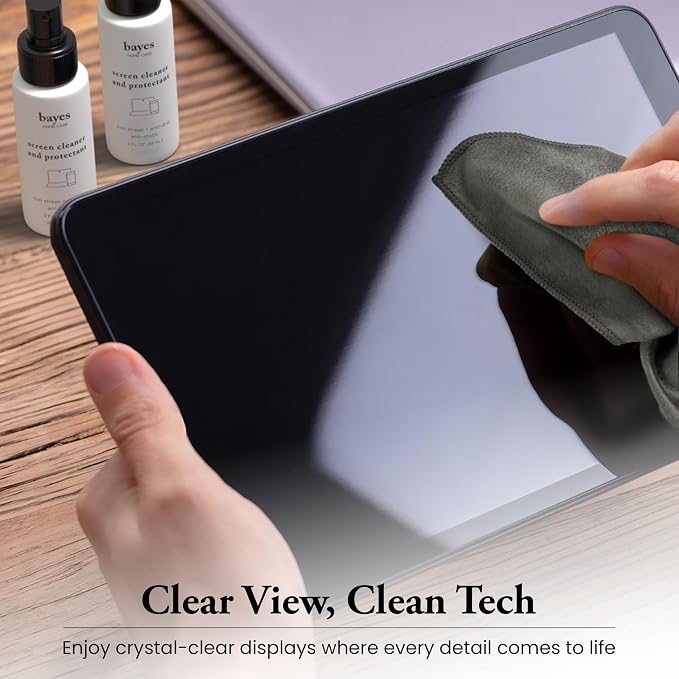 Bayes Electronic Screen Cleaner Spray Kit with Premium Microfiber Cloth - TV Screen Cleaner for Smart TV, LCD, LED, OLED - Tablet, Phone and Computer Screen Cleaner for Car Display - 2 oz