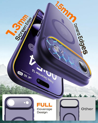 TOCOL for iPhone Air Case, Compatible with Magsafe Charger, Full Camera Protection, Drop Protection, Translucent Matte Phone Case for iPhone 17 Air 6.5 inch (Midnight Purple)