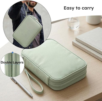 CAAORDKSO Large Electronics Travel Organizer Case, Cable Organizer Bag Water Resistant Double Layers Accessories Storage Bag Tech Pouch, for Cord, Charger, Power Bank, Earphone (Mint Green, X-Large)