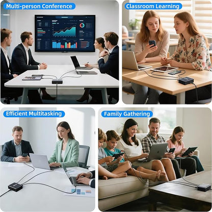 500W Fast Charging 8 Port USB C Charger Block with Nylon Fast Charging Cable, Multi-Device Charging Station Wall Desktop Charger with GaN Ⅲ Technology, USB-C Charger Adapter for MacBook/iPad/iPhone 17