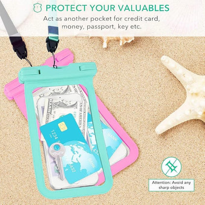 GLBSUNION Universal Waterproof Phone Pouch, 4-Pack IPX8 Waterproof Case Underwater Dry Bag Protective Pouch for Pools Beach Kayaking Travel iPhone 17 16 15 14 13 Pro MAX Plus Galaxy up to 7.5"