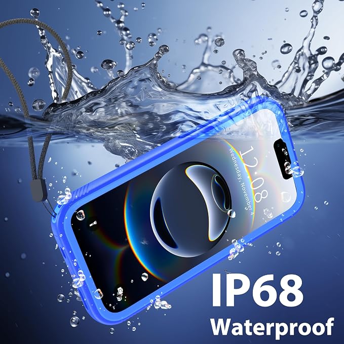SPORTLINK for iPhone 16e/17e Waterproof Phone Case - Built in Screen & Camera Lens Protector,6.6FT Military Dropproof/Shockproof/Dustproof/IP68 Underwater for iPhone 16e/17e 6.1 inch Frosted Blue