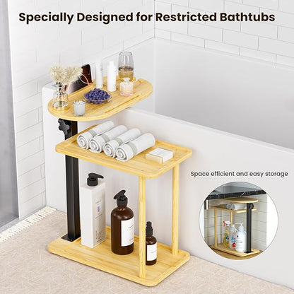 Bathtub Tray Table, Freestanding Bath Side Table Tub Tray Caddy, 3 Layer Bamboo Bath Board Shelf, Bathtub & Bathroom Accessories, New Home Gift for Mom, Housewarming, Anniversary, Wedding